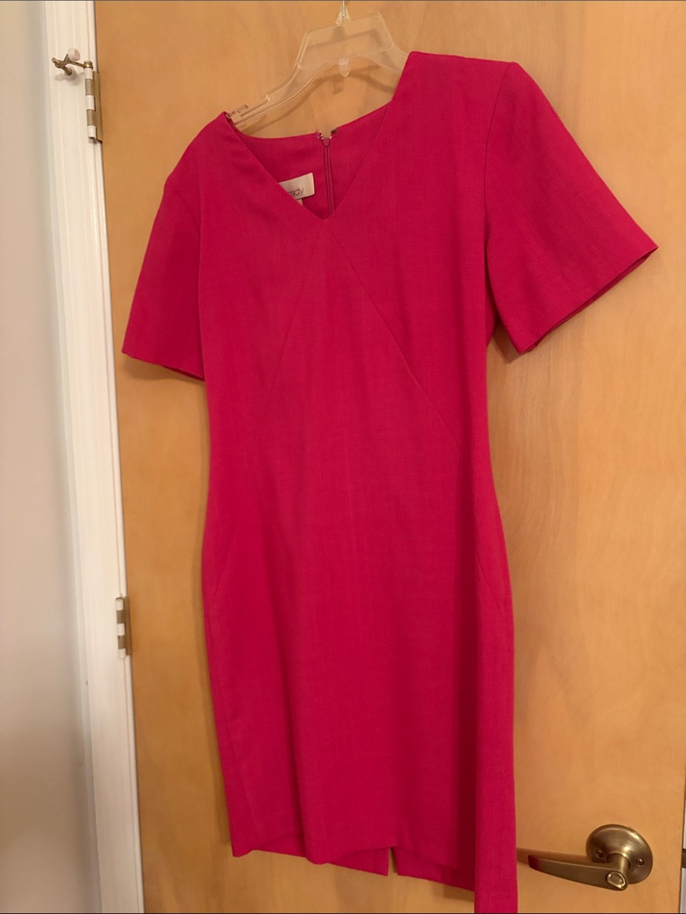 V-Neck Short Sleeve  Dress in Fuchsia